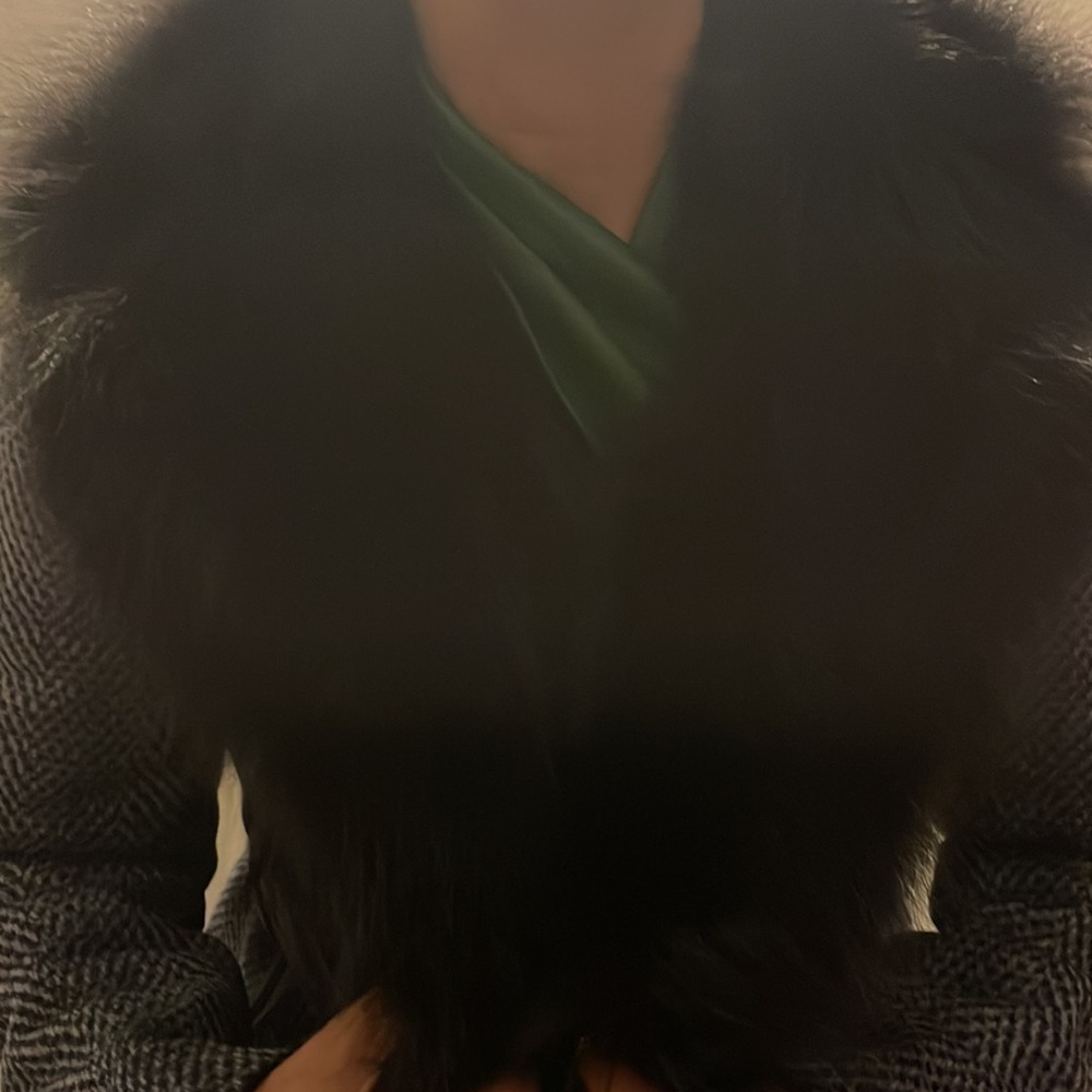 New Multi faux fur / micro suede midi winter coat with  snaps and belt. - Picture 5 of 6